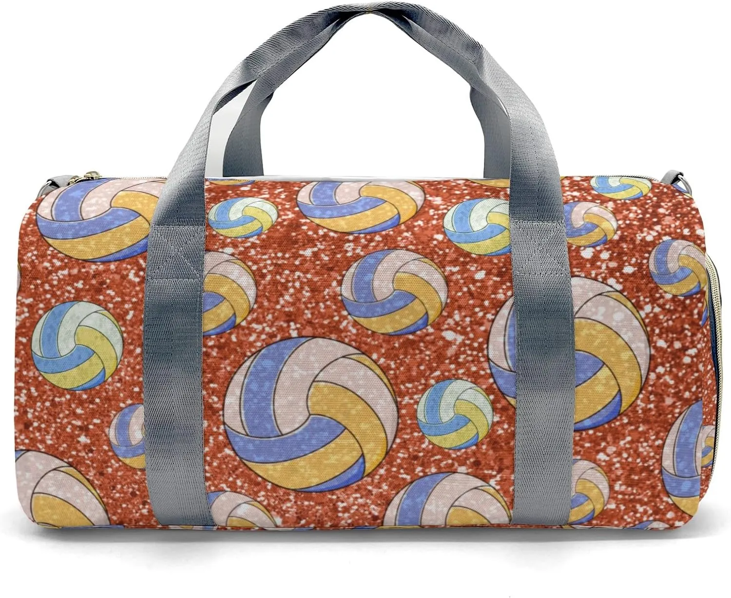 Personalized Sport Volleyball Orange Duffel Bag,Customized Sport Player Travel Bag for Gifts