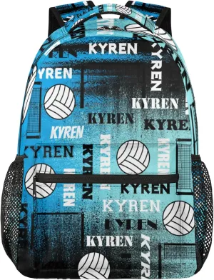 Personalized Volleyball Backpack for Men Women, Custom Name Laptop Backpack, Sports Bag Daypack for Travel Camping, Blue