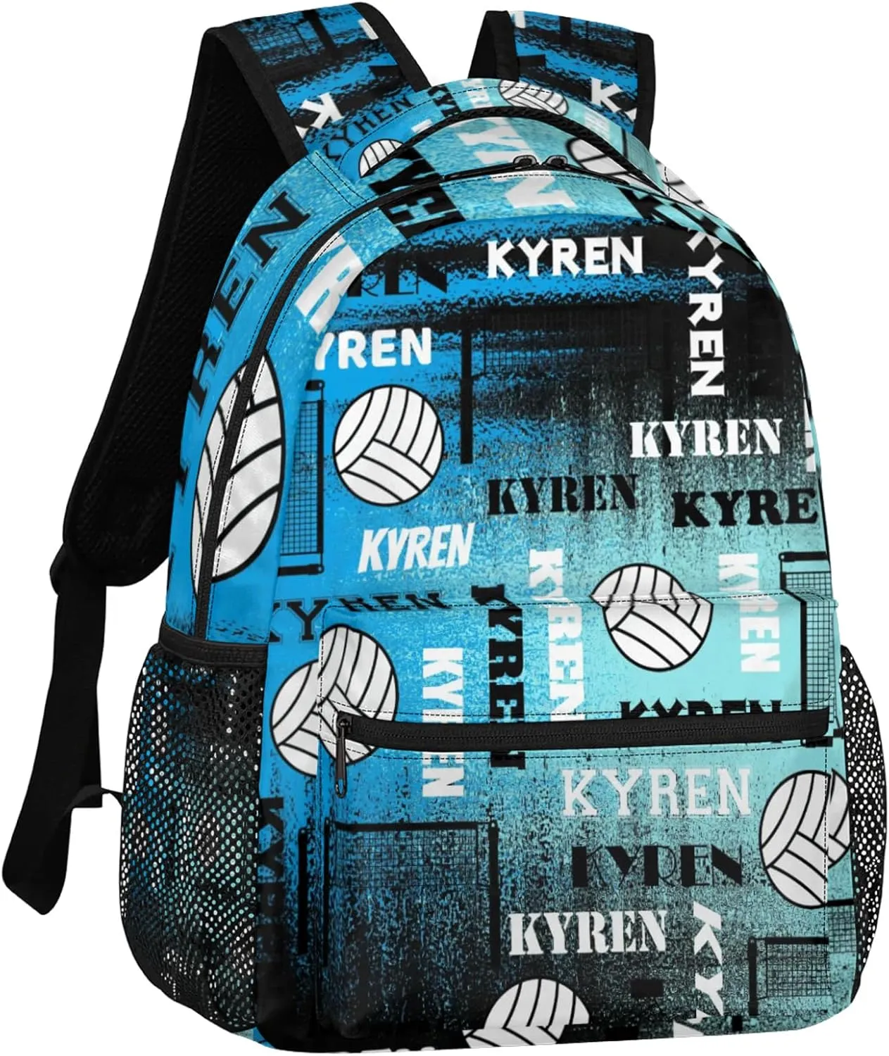 Personalized Volleyball Backpack for Men Women, Custom Name Laptop Backpack, Sports Bag Daypack for Travel Camping, Blue