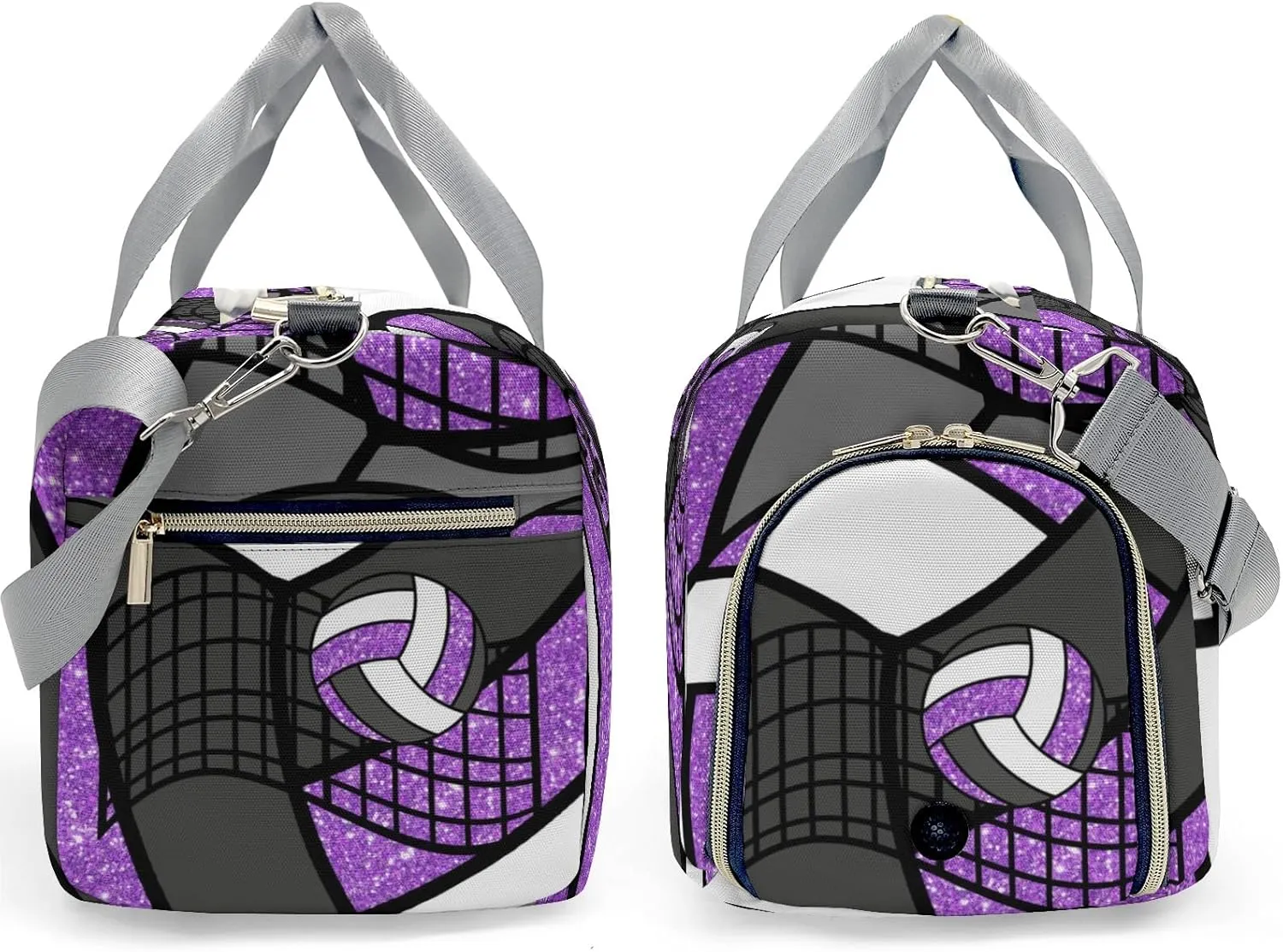 Personalized Volleyball Glitter Purple Duffel Bag,Customized Sport Player Travel Bag for Gifts