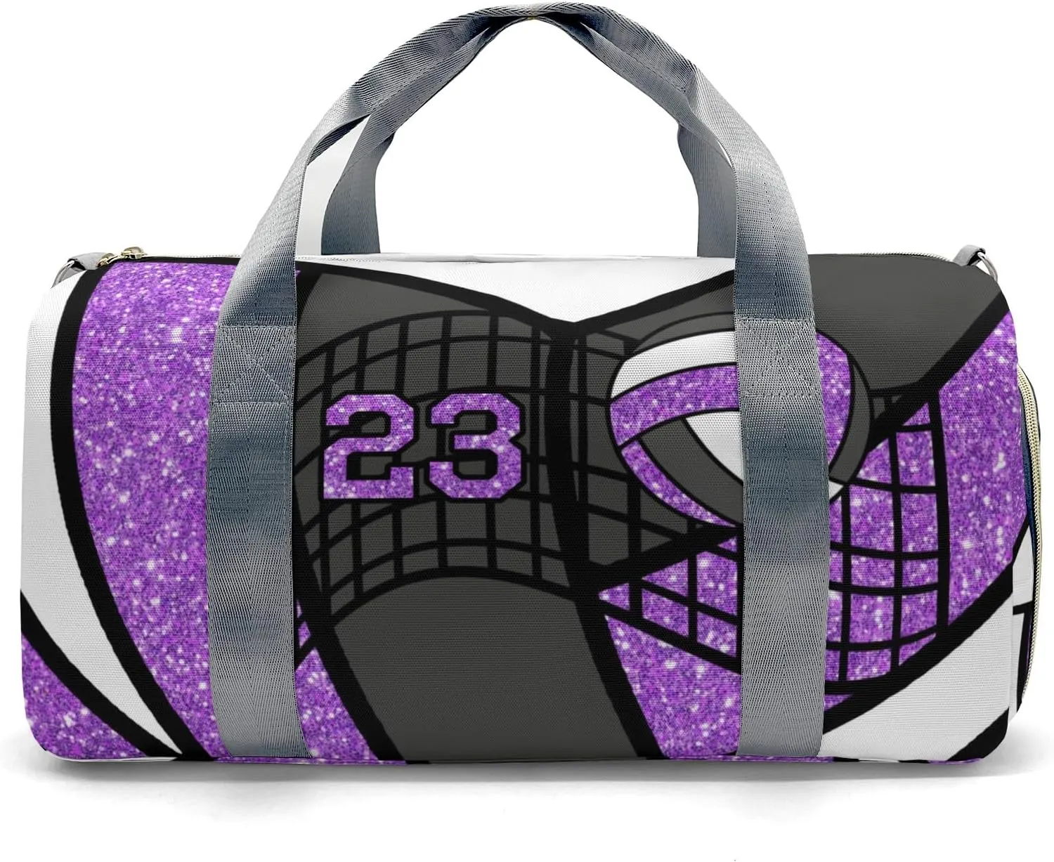 Personalized Volleyball Glitter Purple Duffel Bag,Customized Sport Player Travel Bag for Gifts