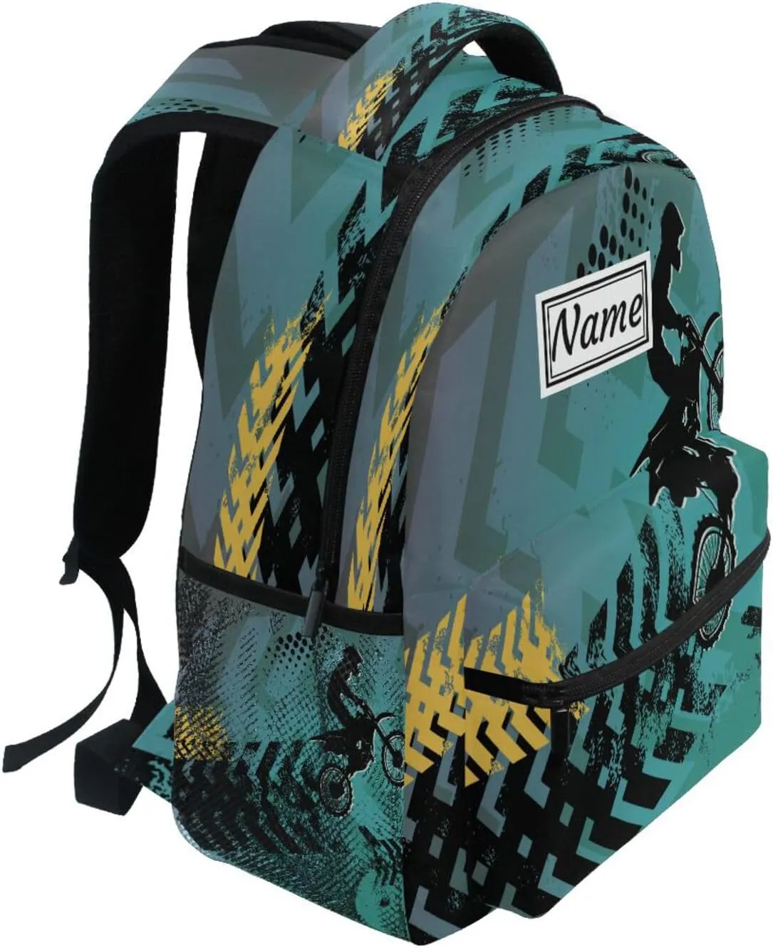 Pfrewn Custom Backpacks Personalized Motorcycle Off -road Bookbag with Name Boys Girls School Backpack 16"