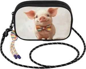 Pig Wearing Bow Cute Small Crossbody Bags for Women Cell Phone Purses Women's Shoulder Handbag Wallet Purse