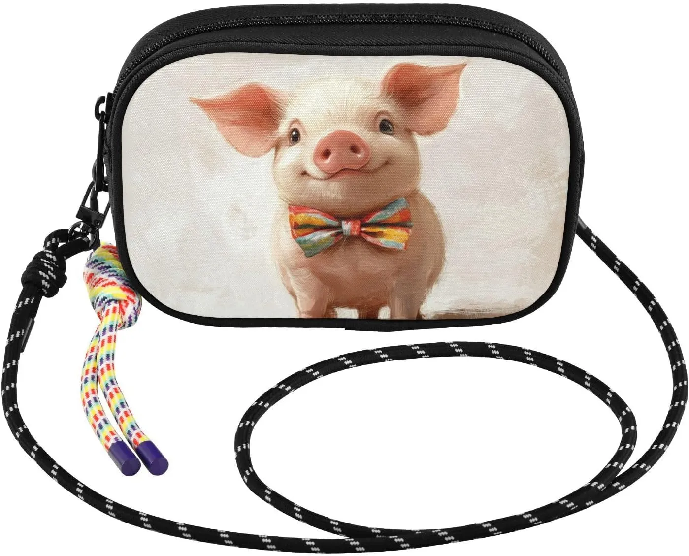 Pig Wearing Bow Cute Small Crossbody Bags for Women Cell Phone Purses Women's Shoulder Handbag Wallet Purse