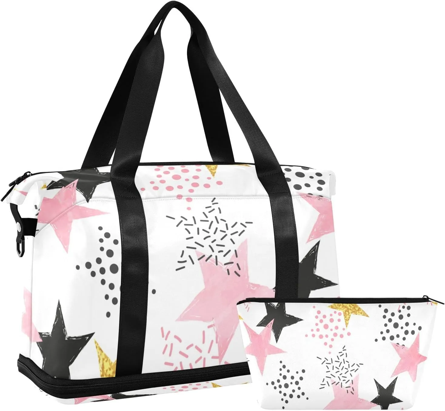 Pink Star Versatile Sports Travel Bag - Lasting Twill Tote, Removable Wheel & Rod Bagging, Multi-pocket Design, Complimentary Makeup Bag