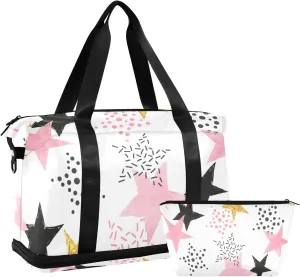Pink Star Versatile Sports Travel Bag - Lasting Twill Tote, Removable Wheel & Rod Bagging, Multi-pocket Design, Complimentary Makeup Bag