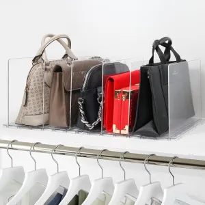 Plastic Purse Organizer Closet - Pack of 2 Handbag Organizer with Adjustable Dividers & Sturdy Base - Purse Storage Organizer for Closet, Space-Saving Handbag Storage Organizer for Shelves