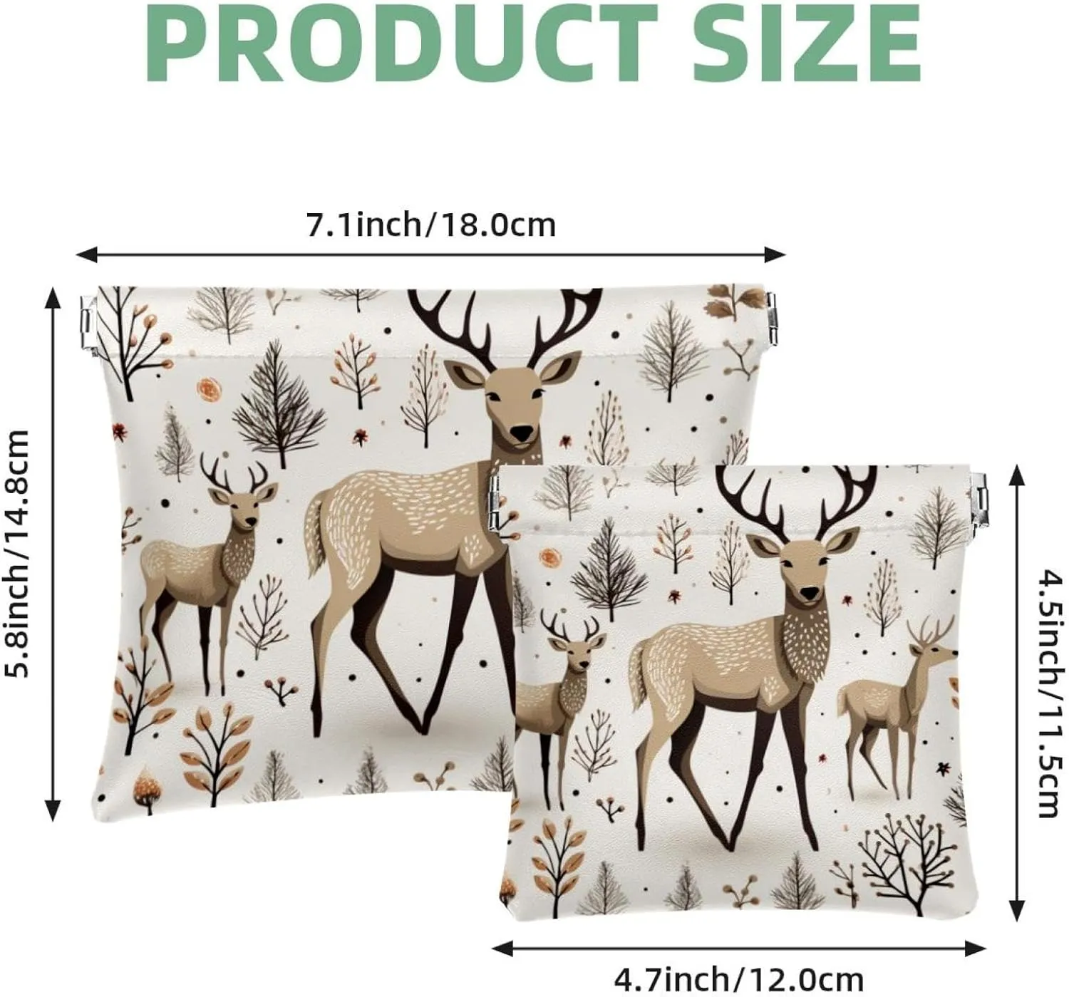 Pocket Cosmetic Bag Squeeze Top, Cute Christmas Elk-69 Waterproof Travel Makeup Bag for Purse, Portable Mini Makeup Pouch No Zipper for Women