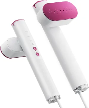Portable Clothes Steamer, 100-240V Dual Voltage Garment Steamer, 1000W Travel Steamer, 30s Fast Heat Up, 10 Minutes Continuous Steam, Ceramic Panel Steamer Iron for Travel & Home Use (Rose Red)
