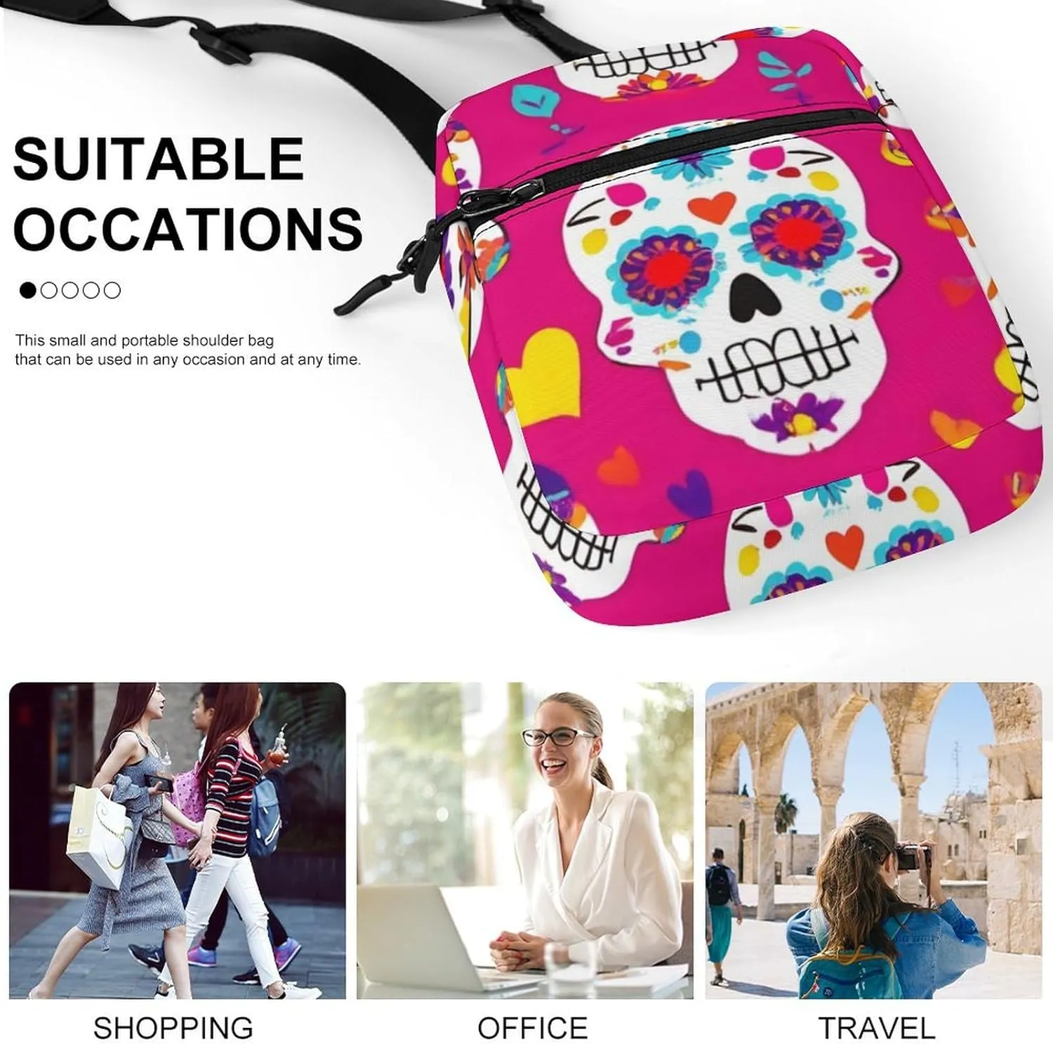 Portable Crossbody Shoulder Bag for Women, Travel Mini Pouch Waterproof Casual Zipper Cell Phone Purse