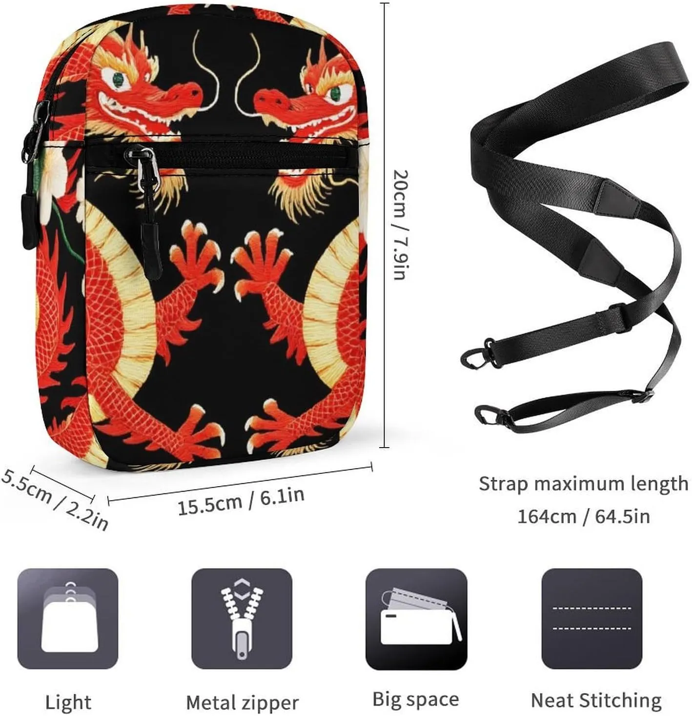 Portable Crossbody Shoulder Bag for Women, Travel Mini Pouch Waterproof Casual Zipper Cell Phone Purse