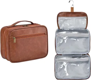 Portable Hanging Travel Toiletry Bags for Men Women Leather Toiletry Bag Waterproof Clear Toiletry Bag Large Organizer Bag for Toiletries