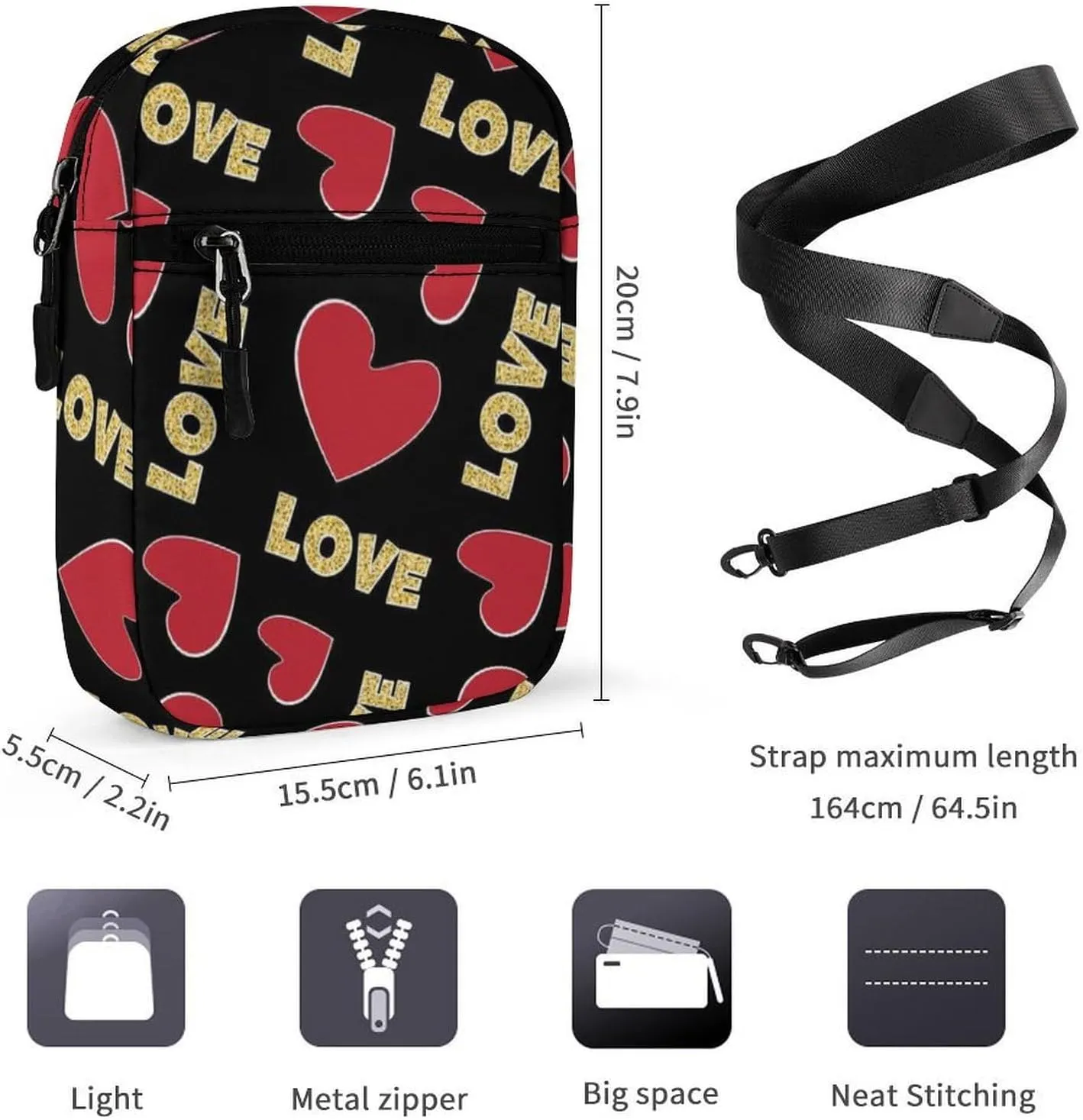 Portable Small Crossbody Bag for Women Men, Casual Mini Cell-phone Pouch Travel Shoulder Bag