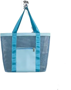 Portable Travel Beach Bag - Handheld Outdoor Swimming Storage Bag with PVC Mesh Design