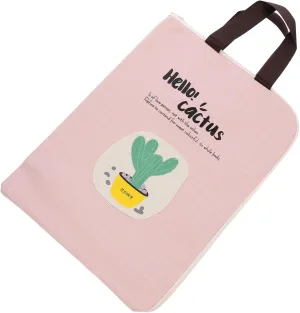 Portable Zipper File Bag Decorative Document Organizer Pouch Wear Resistant Canvas Carrier for Office School Travel for Teachers Students and Professionals