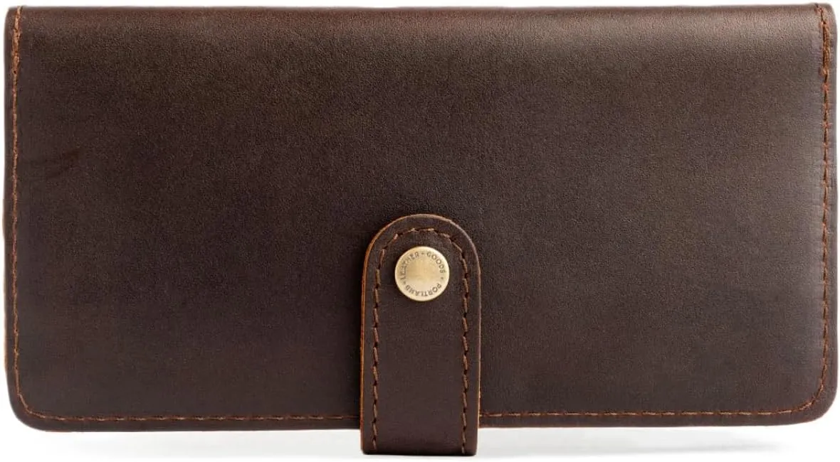Portland Leather Goods Women's Bifold Wallet – Slim Design with Secure Snap, 8 Card Slots & Interior Zipper Pocket – Grizzly