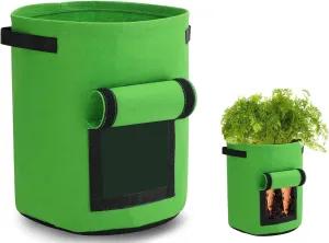 Potato Grow Bags with Access Flap, 2-Pack Garden Planter Bags, 10 Gallon Vegetable Growing Containers, Green