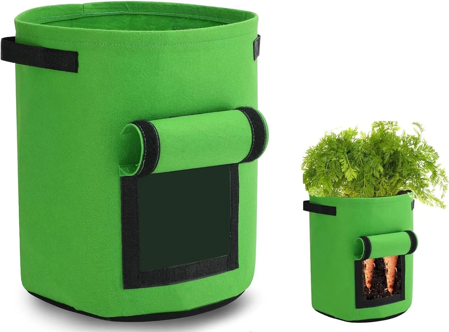 Potato Grow Bags with Access Flap, 2-Pack Garden Planter Bags, 10 Gallon Vegetable Growing Containers, Green