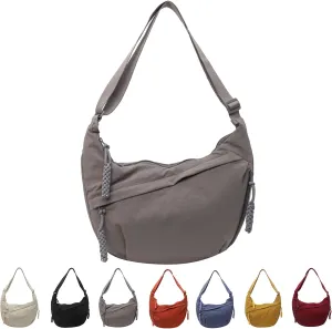 Preferable Crossbody Bag, Women's Fashion Plain Color Nylon Crossbody Bag, Slouchy Anti-theft Crescent Shoulder Bag