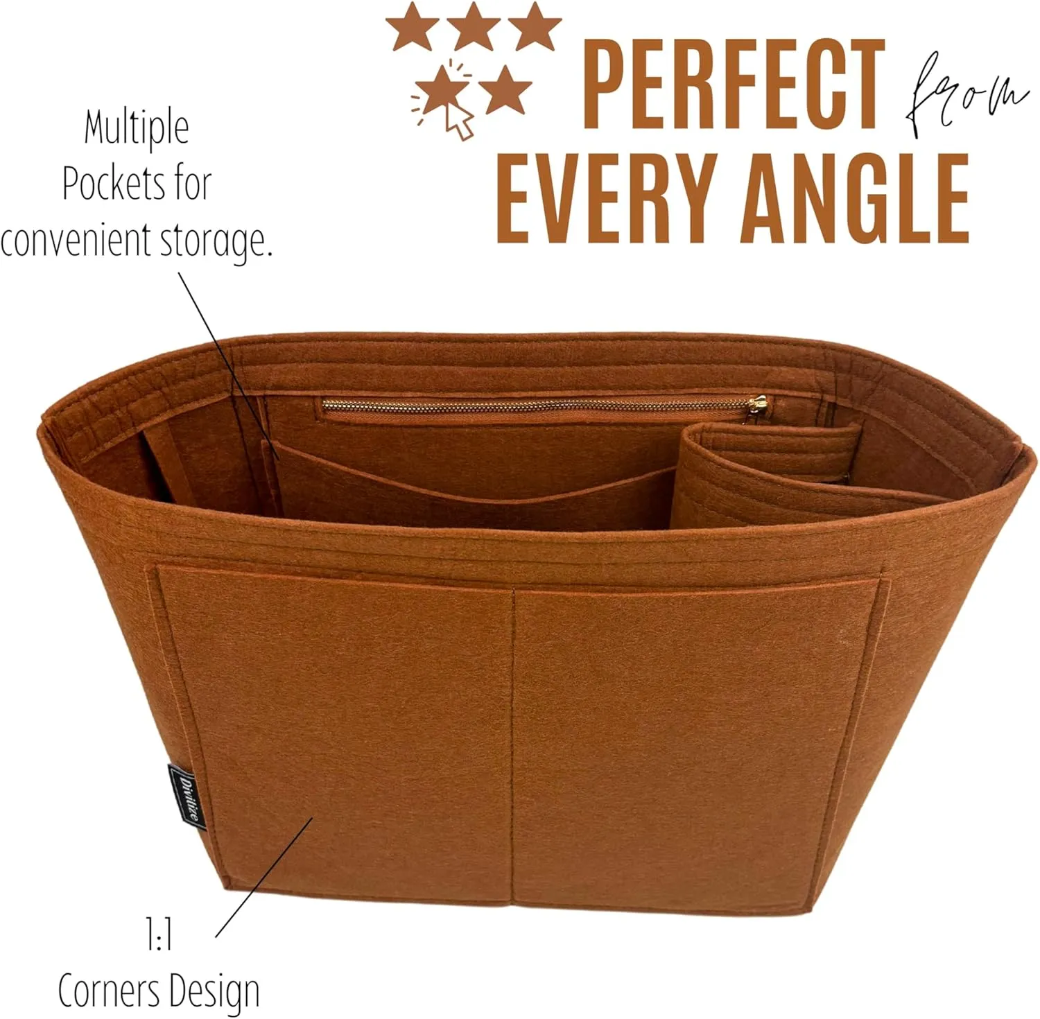 Premium Purse Organizer compatible with Lv Travel Bag Organizer Insert - Handmade Bag Organizer 2mm Thick, Perfect fit for Travel Tote (Brown, For Travel Bag)