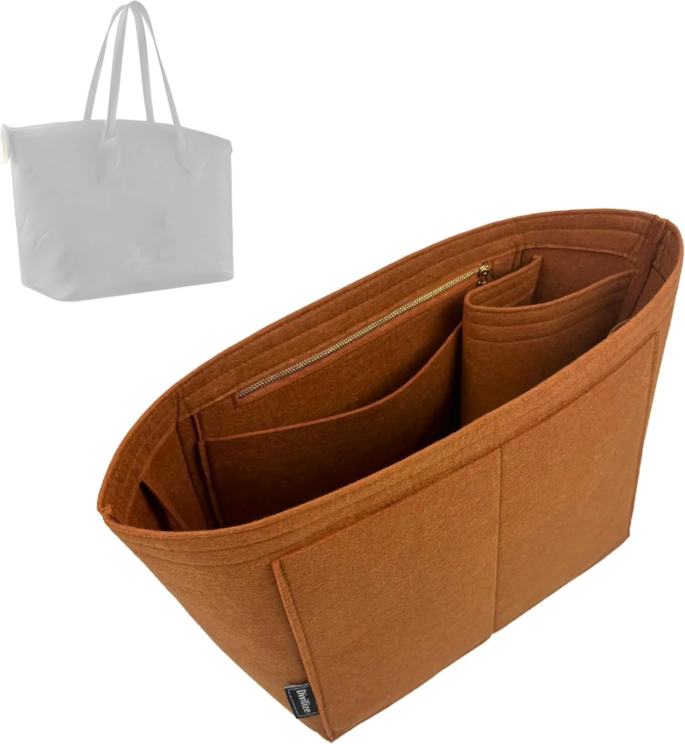 Premium Purse Organizer compatible with Lv Travel Bag Organizer Insert - Handmade Bag Organizer 2mm Thick, Perfect fit for Travel Tote (Brown, For Travel Bag)