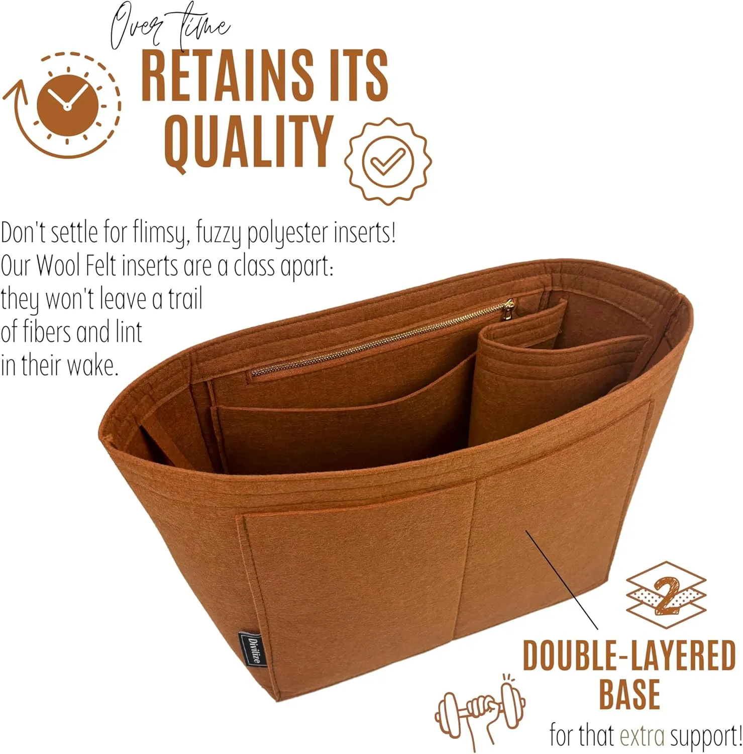 Premium Purse Organizer compatible with Lv Travel Bag Organizer Insert - Handmade Bag Organizer 2mm Thick, Perfect fit for Travel Tote (Brown, For Travel Bag)