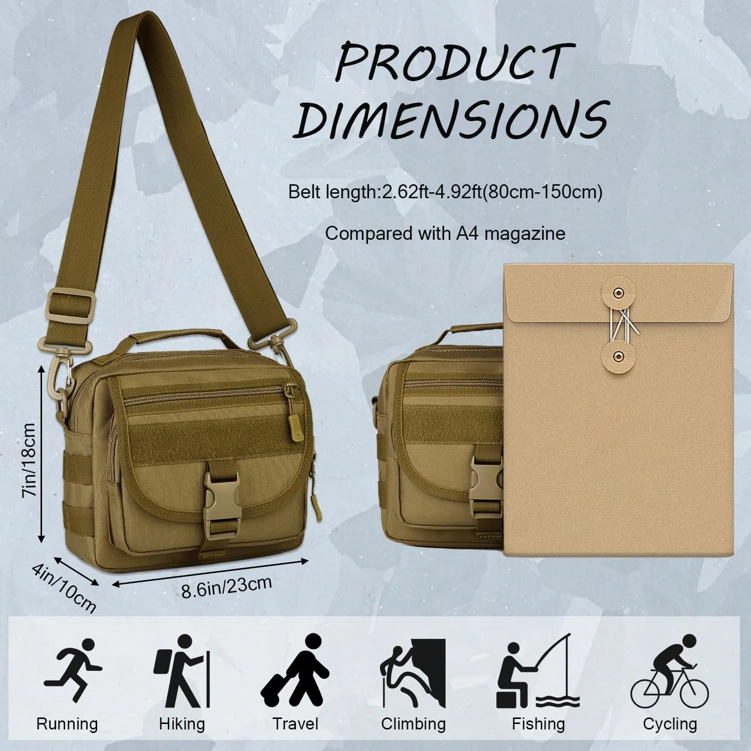 Protector Plus Tactical Messenger Bag Men Small Military MOLLE Crossbody Pack (Patch Included)