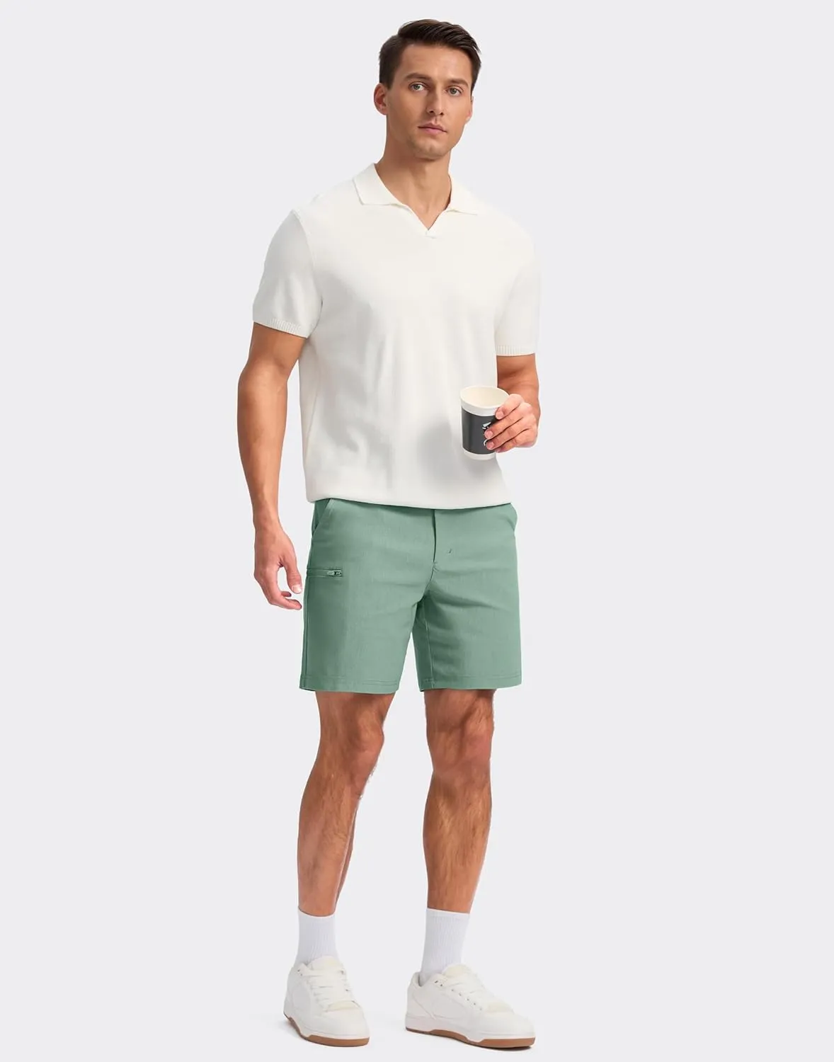 Pudolla Men's Casual Shorts 7/9 Inch Golf Shorts Stretch Dress Work Shorts for Men with 4 Pockets Quick Dry Lightweight