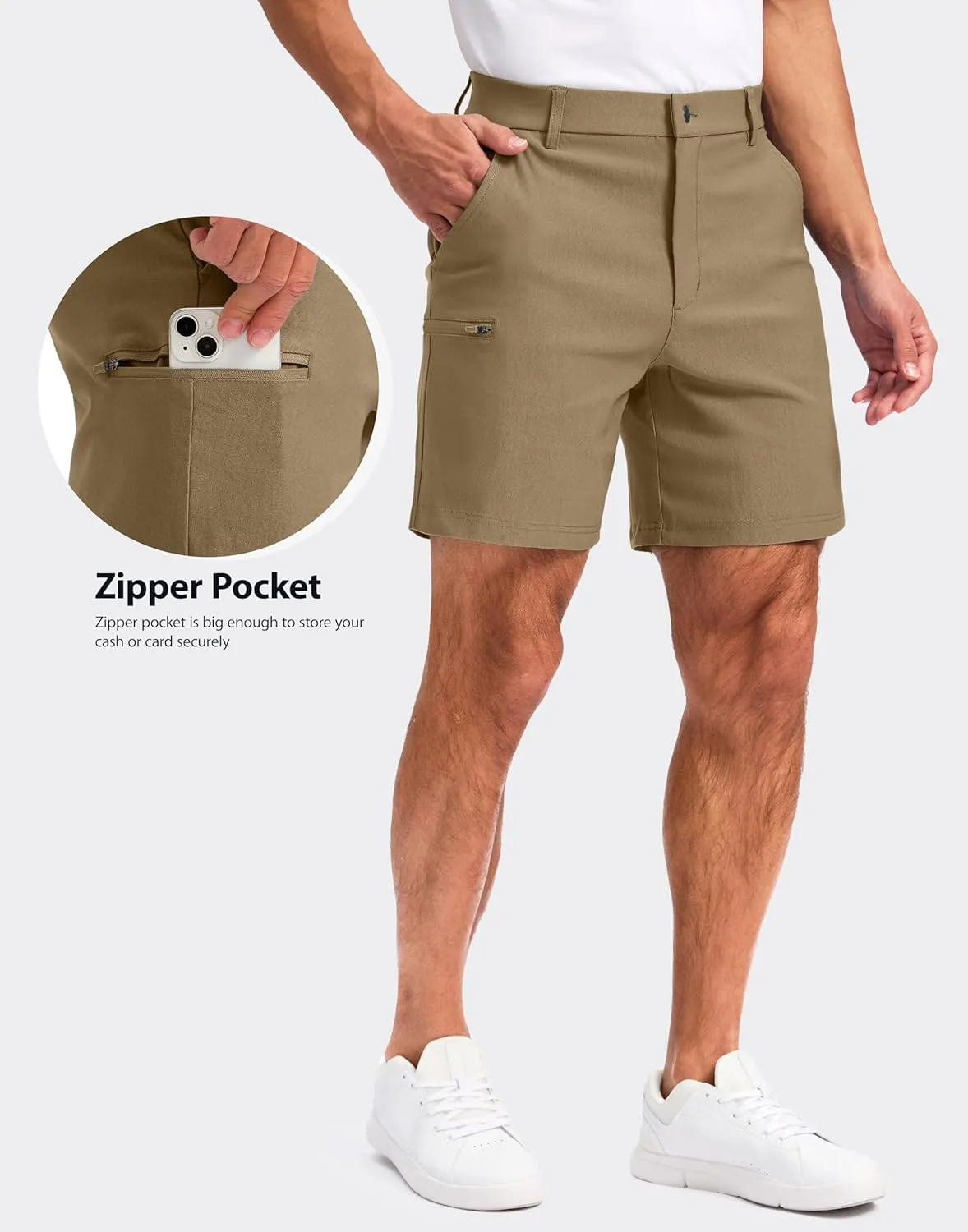 Pudolla Men's Casual Shorts 7/9 Inch Golf Shorts Stretch Dress Work Shorts for Men with 4 Pockets Quick Dry Lightweight