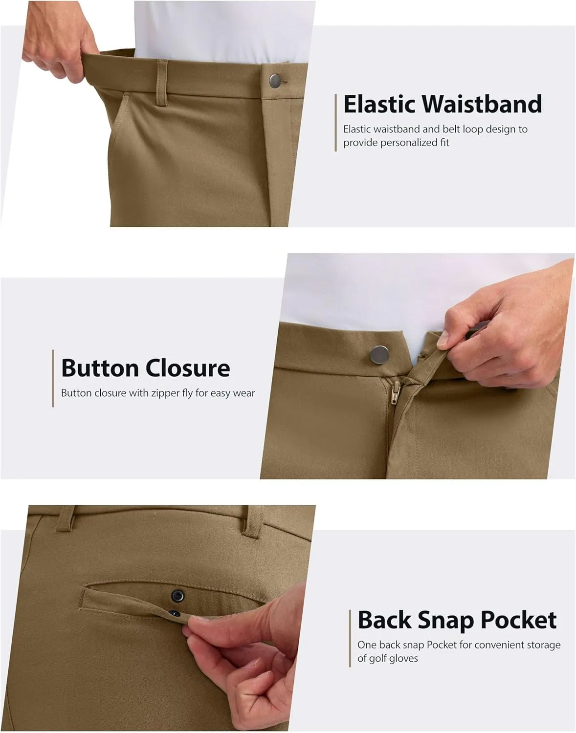 Pudolla Men's Casual Shorts 7/9 Inch Golf Shorts Stretch Dress Work Shorts for Men with 4 Pockets Quick Dry Lightweight