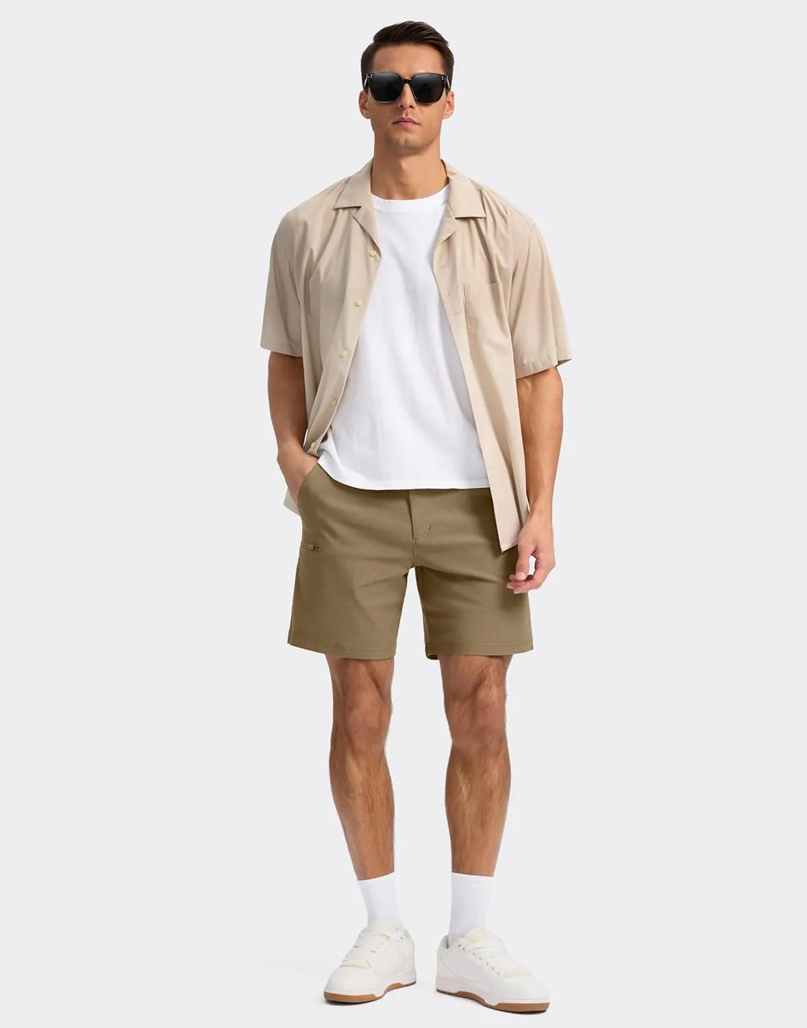 Pudolla Men's Casual Shorts 7/9 Inch Golf Shorts Stretch Dress Work Shorts for Men with 4 Pockets Quick Dry Lightweight