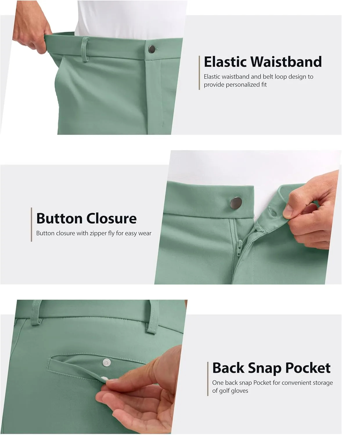 Pudolla Men's Casual Shorts 7/9 Inch Golf Shorts Stretch Dress Work Shorts for Men with 4 Pockets Quick Dry Lightweight