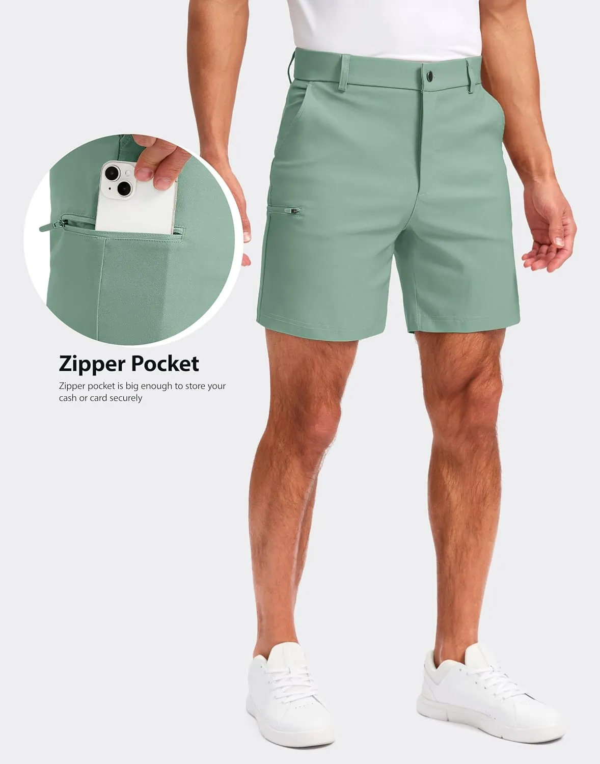 Pudolla Men's Casual Shorts 7/9 Inch Golf Shorts Stretch Dress Work Shorts for Men with 4 Pockets Quick Dry Lightweight
