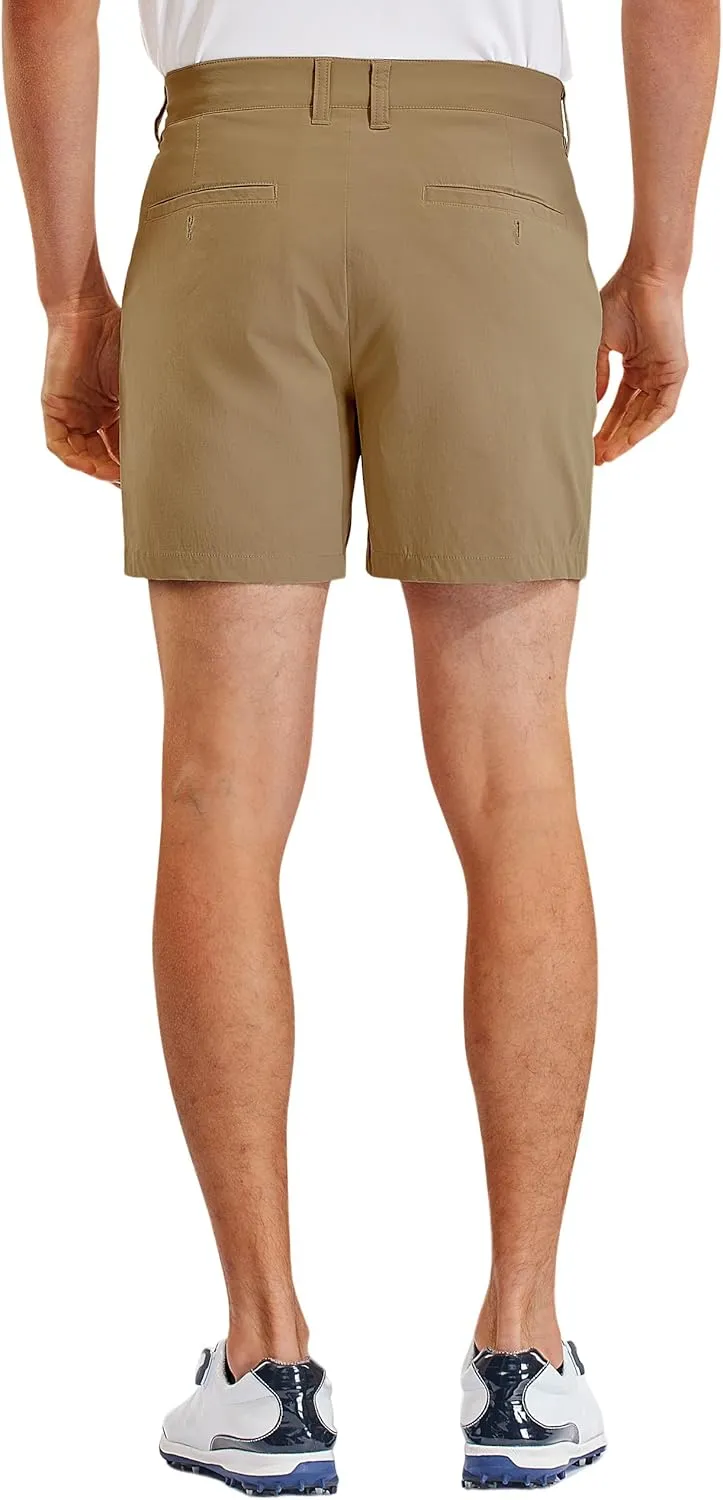 PULI Golf Shorts Men Relaxed Fit Stretch Dress Lightweight Casual Waterproof Travel Quick Dry Summer Shorts 5 Inch Inseam