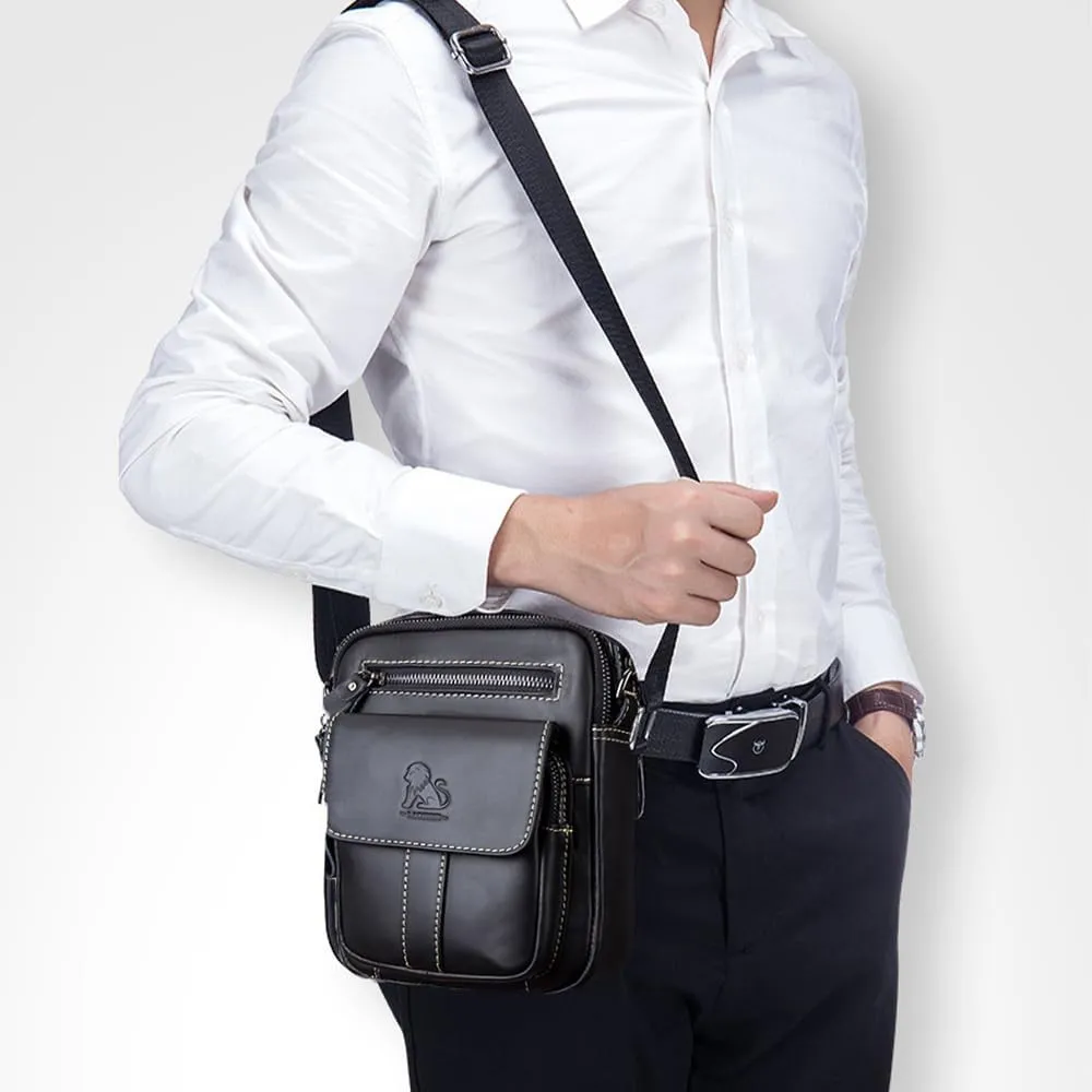 pundarika Genuine leather men's bag,shoulder bag for men,Briefcase Handbag CrossBody bag small Messenger bag