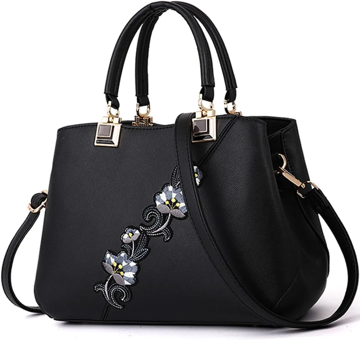 Purse and Handbag for Women Embroidery Top Handle Satchel Fashion Ladies Shoulder Bag Leather Tote Purse Messenger Bag