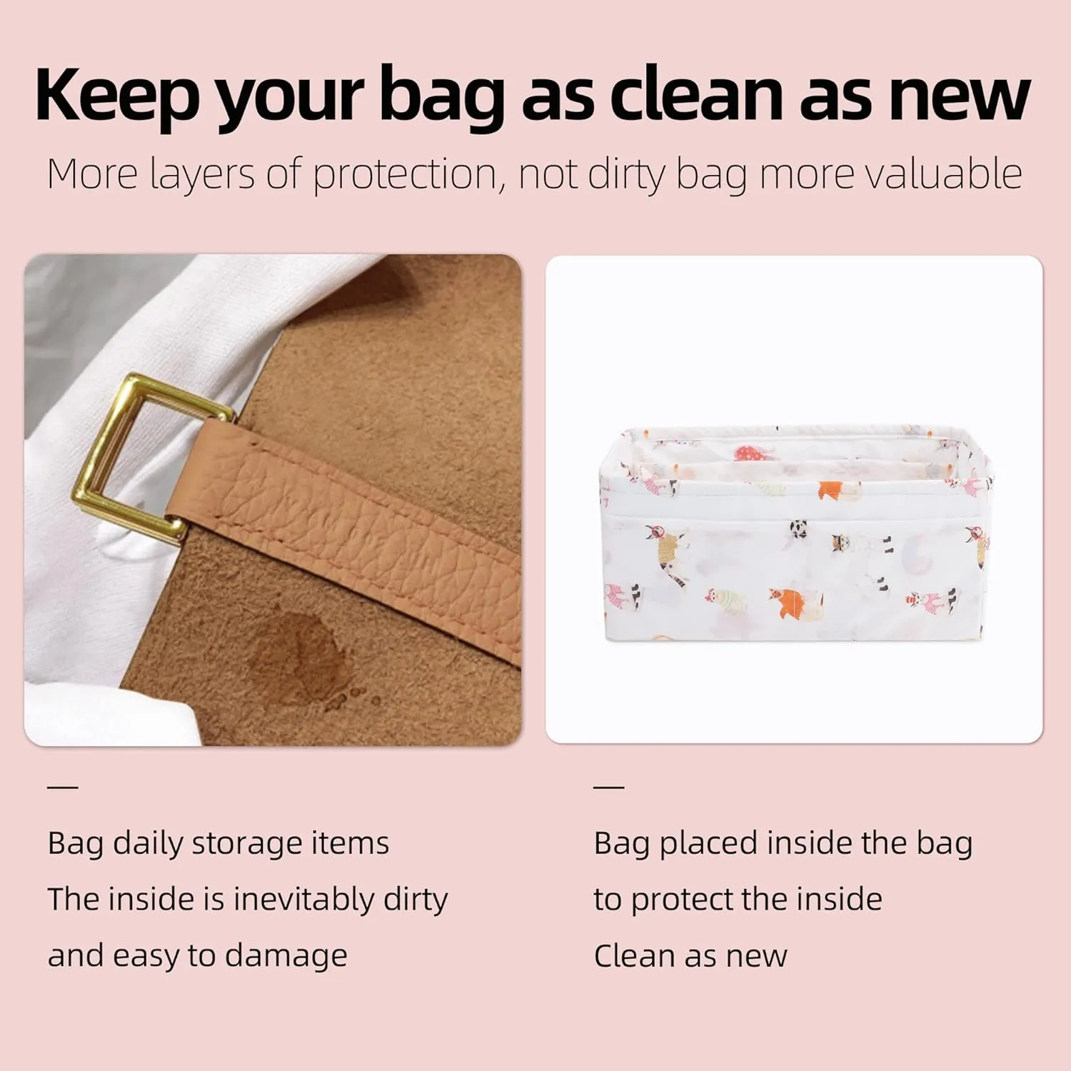 Purse Organizer Insert Fits Chanel Classic Flap Bags, Lightweight Bag Shaper for Women Luxury Handbag Tote, Soft Inner Bag(CF Maxi32,Cat Paradise)
