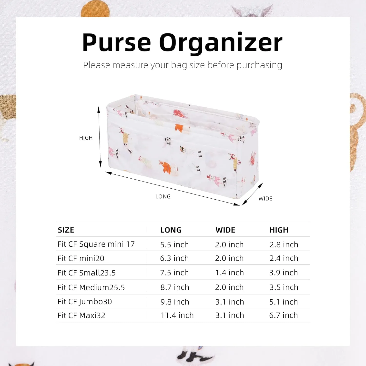 Purse Organizer Insert Fits Chanel Classic Flap Bags, Lightweight Bag Shaper for Women Luxury Handbag Tote, Soft Inner Bag(CF Maxi32,Cat Paradise)
