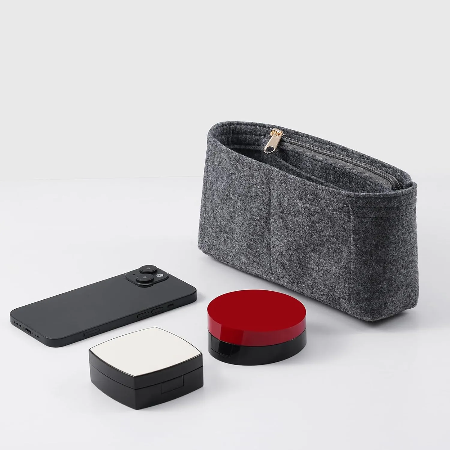 Purse Organizer Insert for CHANEL19 Flap Bag Organizer Insert Handbag (Grey, Small)