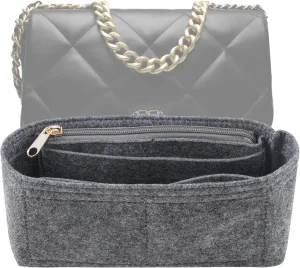 Purse Organizer Insert for CHANEL19 Flap Bag Organizer Insert Handbag (Grey, Small)
