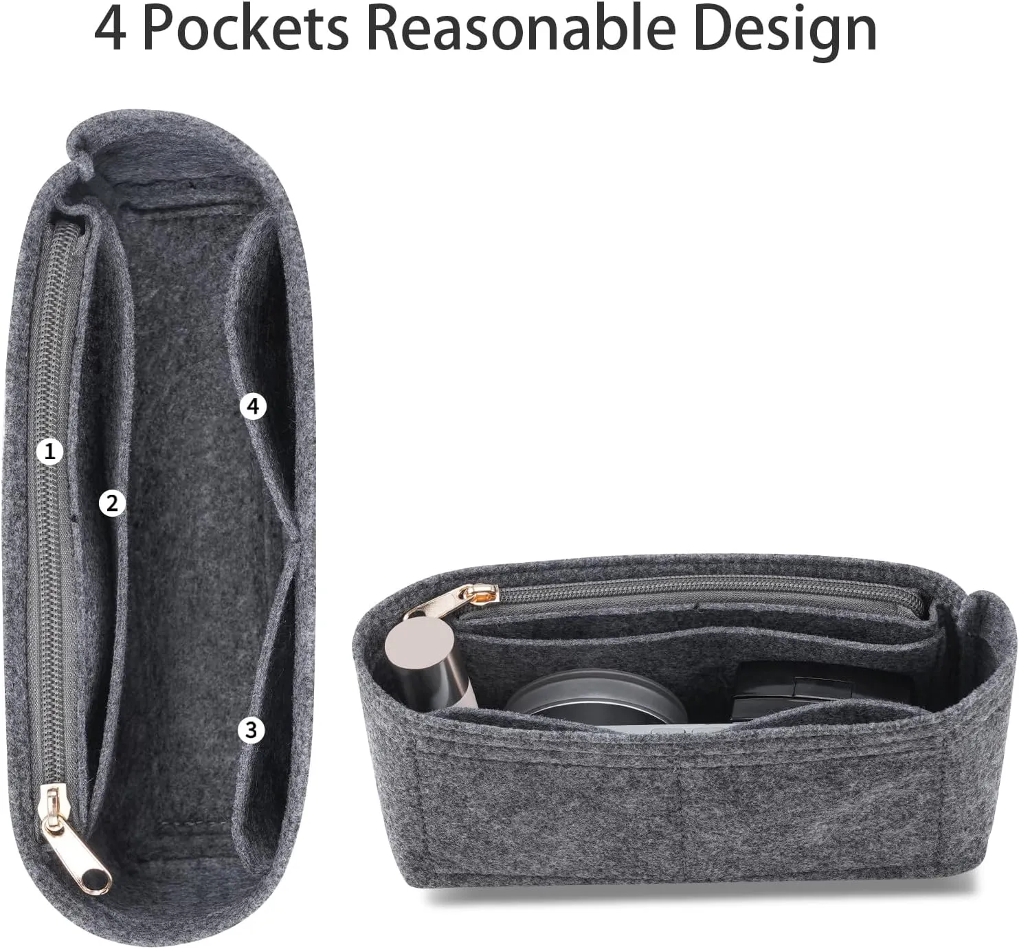 Purse Organizer Insert for CHANEL19 Flap Bag Organizer Insert Handbag (Grey, Small)