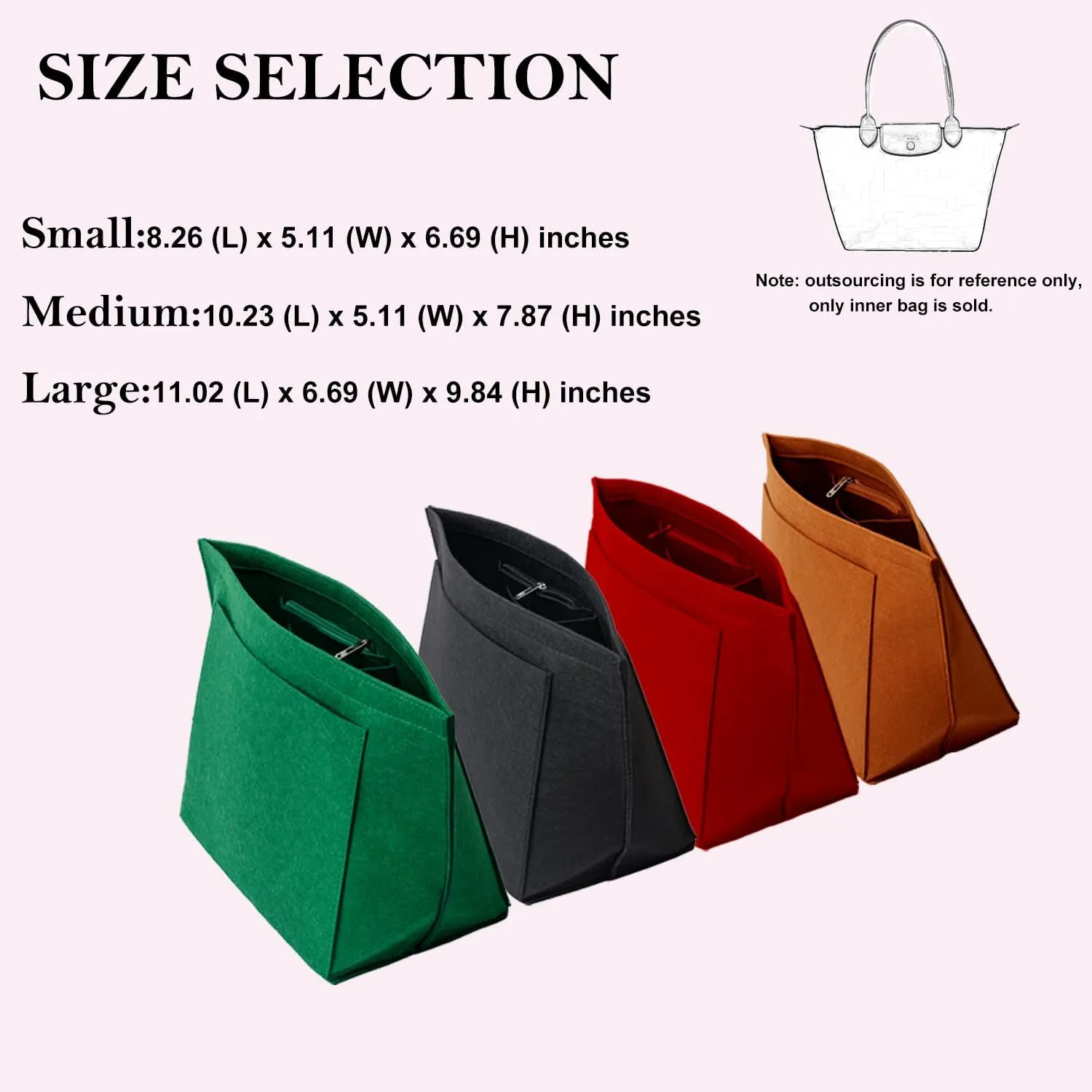 Purse Organizer, Multi-Pocket Felt Handbag Organizer, Folding Tote Bag organizer insert for Insert Wallet Organizer Suitable for Longchamp (Dark Gray, Large)