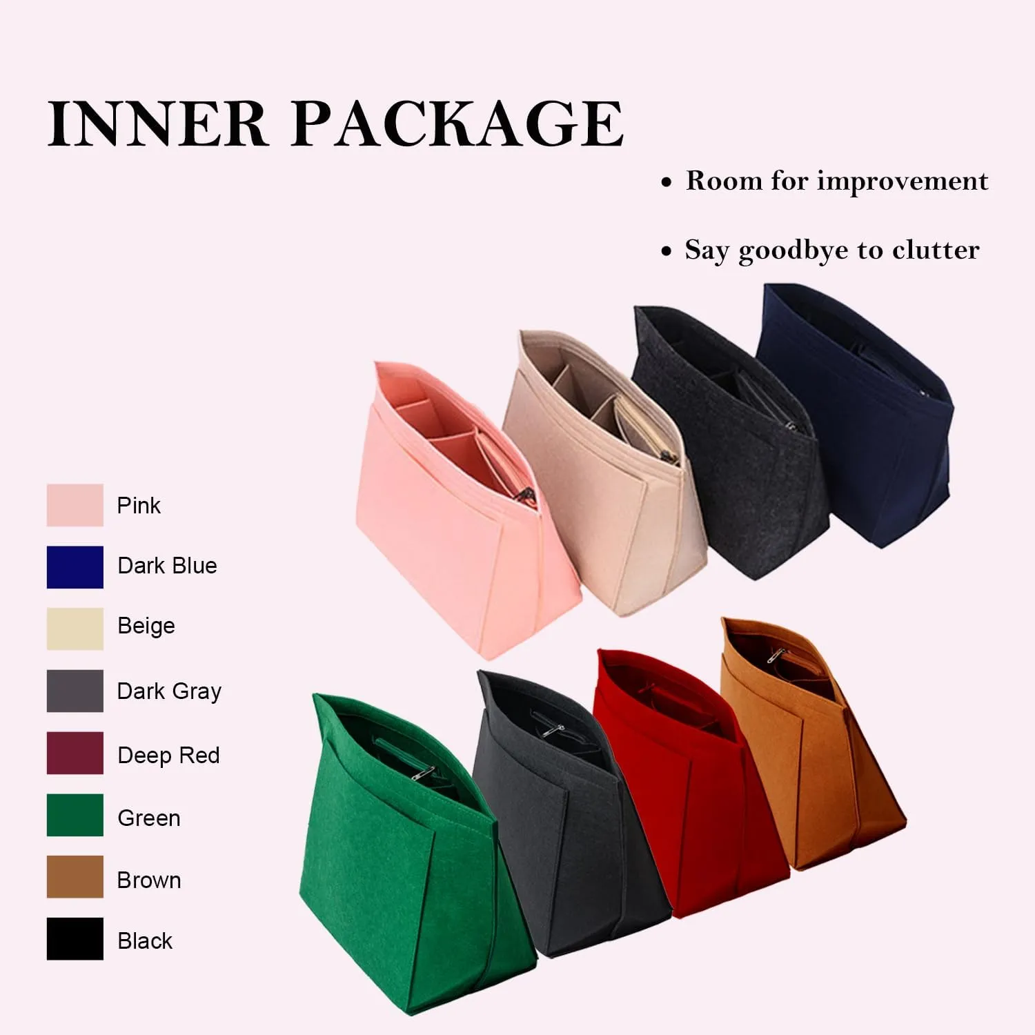 Purse Organizer, Multi-Pocket Felt Handbag Organizer, Folding Tote Bag organizer insert for Insert Wallet Organizer Suitable for Longchamp (Dark Gray, Large)