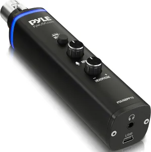 Pyle Microphone XLR-to-USB Signal Adapter - Universal Plug and Play XLR Mic to PC Adaptor for Digital Recording w/ Mix Audio Control,  48V Phantom Power, Headphone Volume, USB Cable - PDUSBPP10