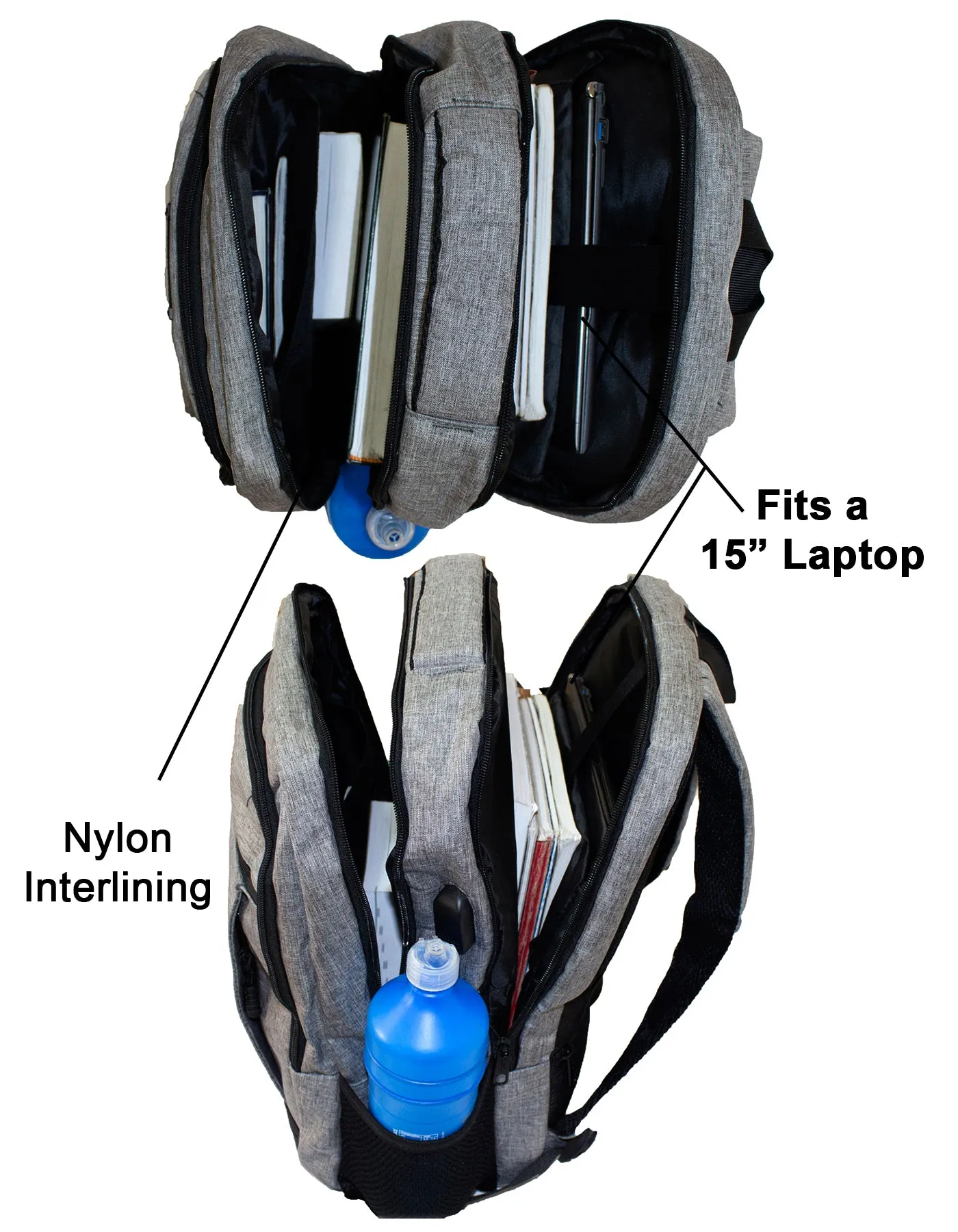 Qinol YCA-16 Unisex Travel 15” Laptop Backpack with USB Charging Port