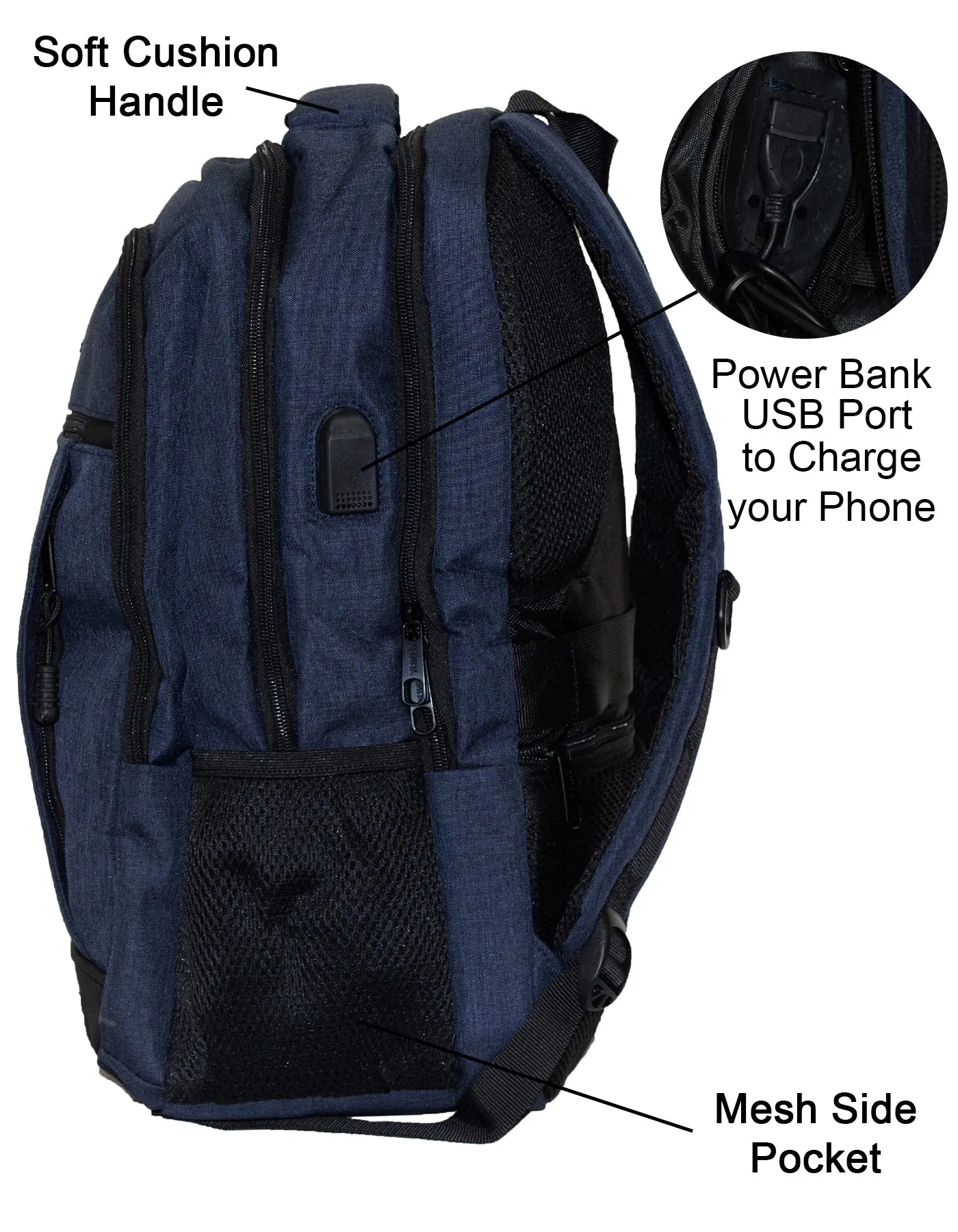 Qinol YCA-16 Unisex Travel 15” Laptop Backpack with USB Charging Port