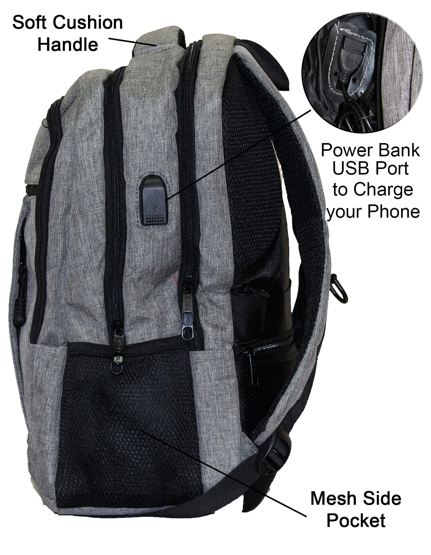Qinol YCA-16 Unisex Travel 15” Laptop Backpack with USB Charging Port