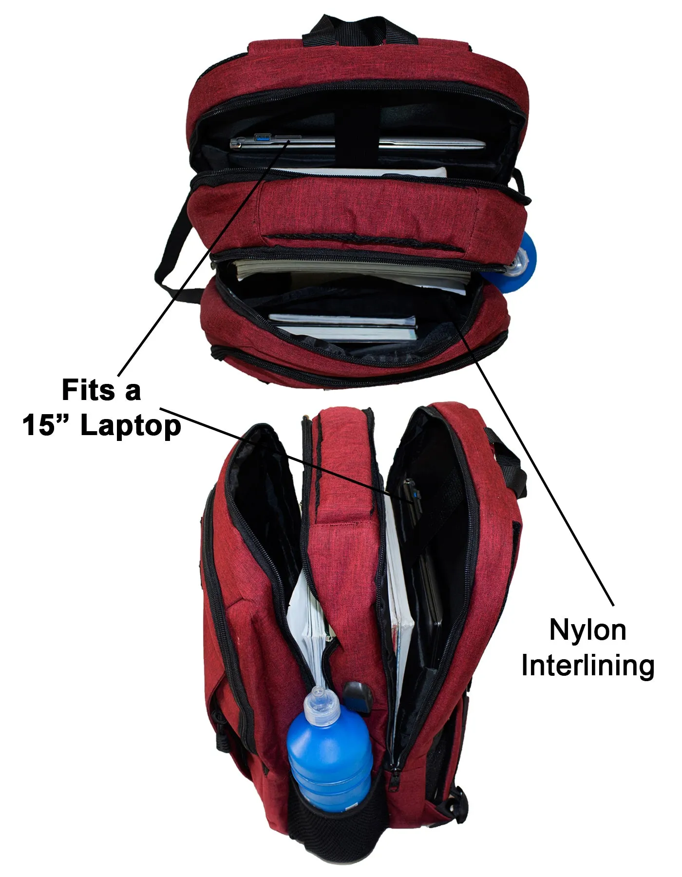 Qinol YCA-16 Unisex Travel 15” Laptop Backpack with USB Charging Port