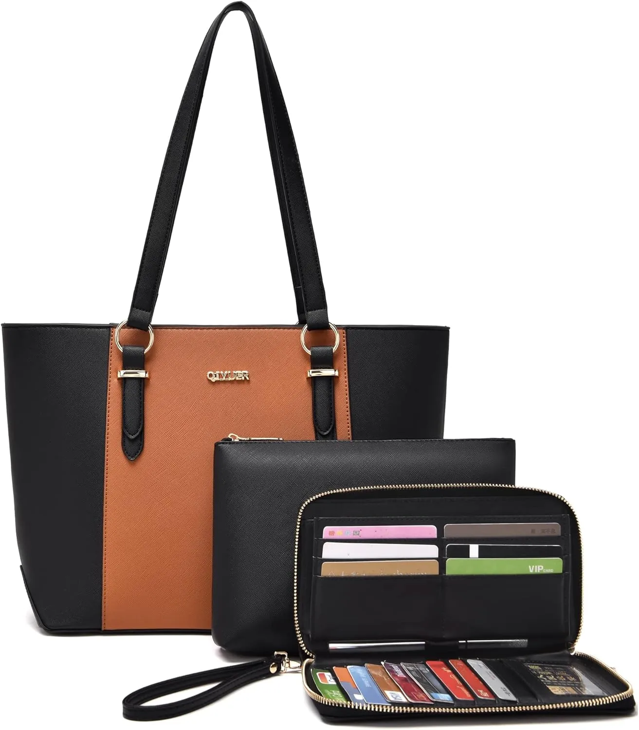 Qiyuer Women Purses Handbags Wallet Sets Shoulder Bags Top Handle Satchel Tote Purse Work Bag Set With Matching Wallet 3pcs