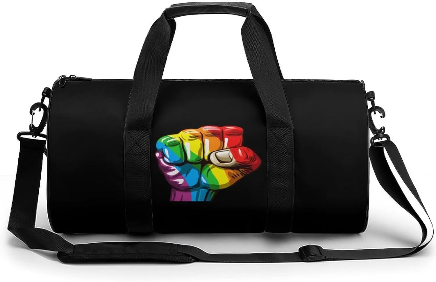 Rainbow Fist Pride Gym Bag Travel Waterproof Duffel Bag Carryon Overnight Bags Tote Bags for Sports